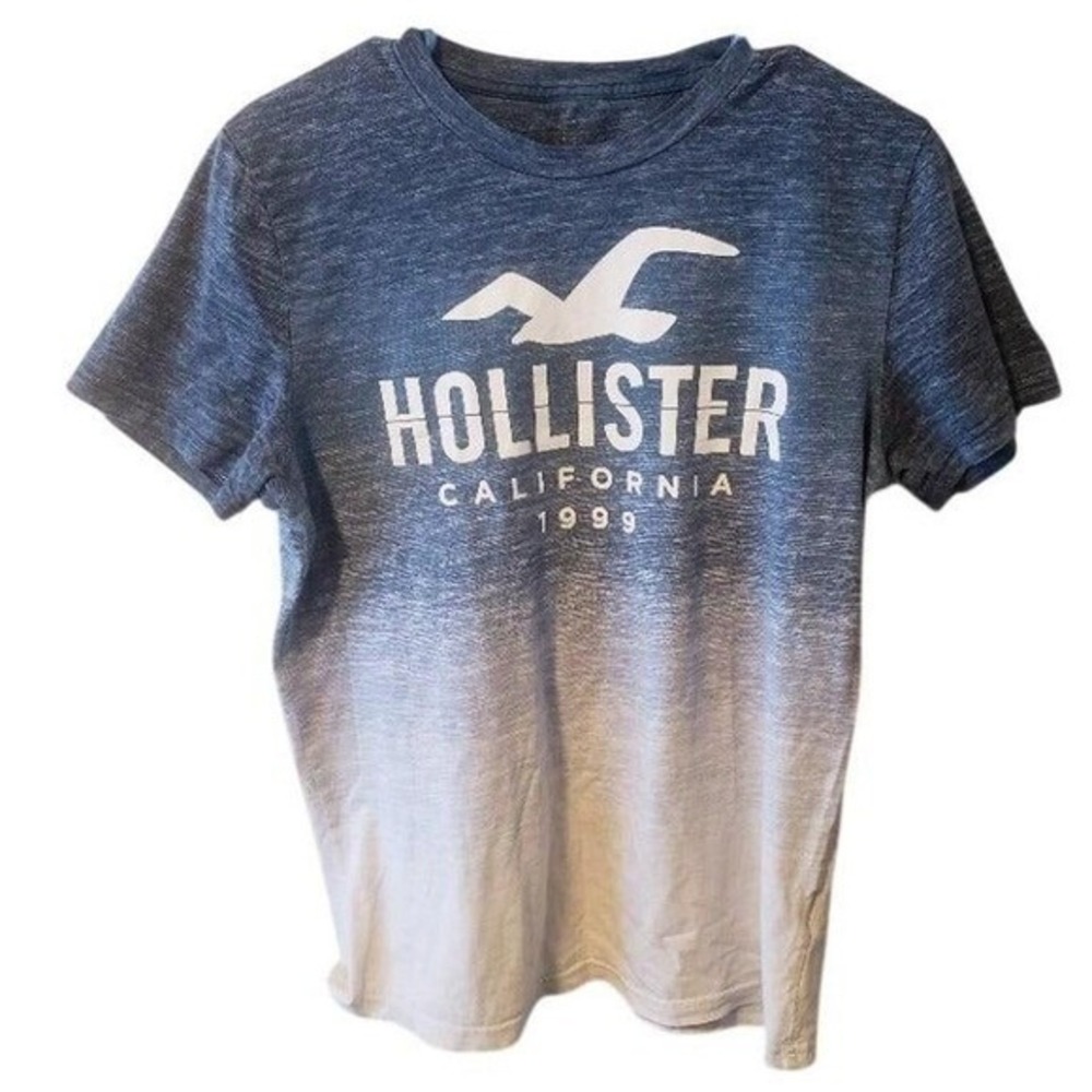 Hollister California 1999 Blue White Ombre Space Dye Graphic T-Shirt Mens Medium